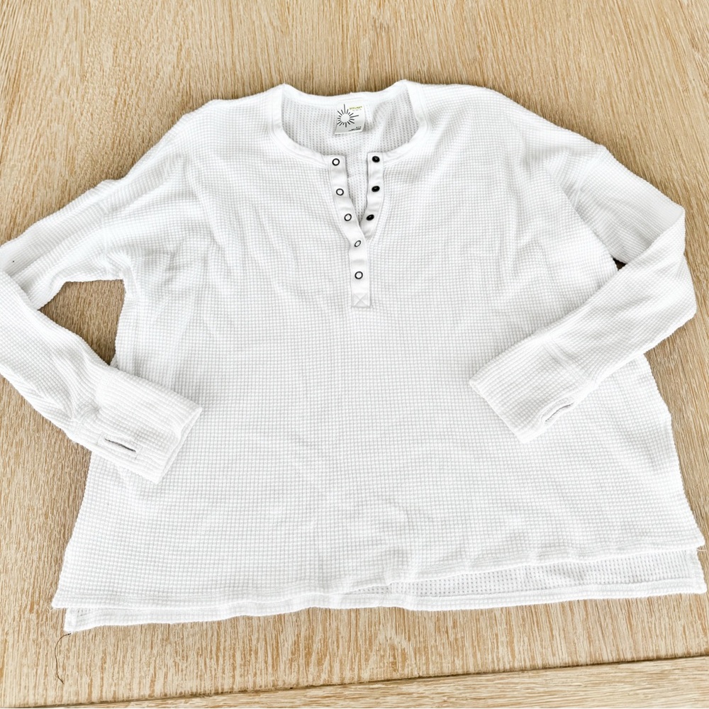 Aerie Offline Waffle Henley Long-Sleeve Top